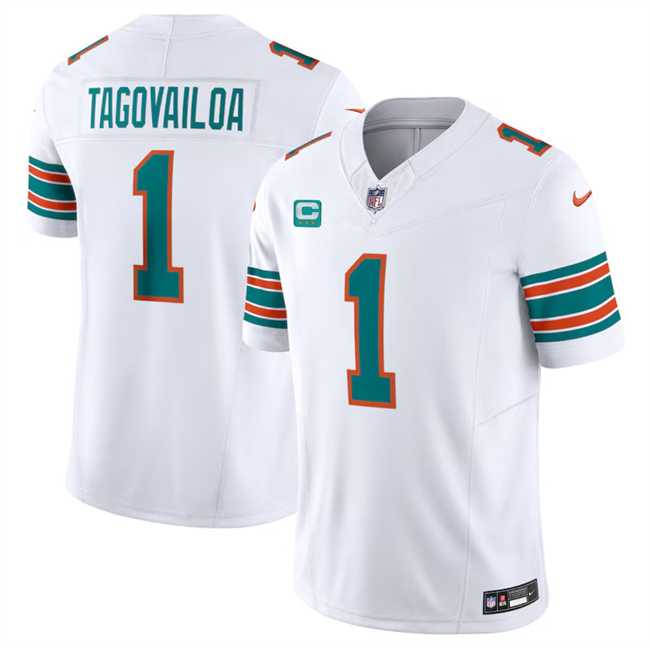 Men & Women & Youth Miami Dolphins #1 Tua Tagovailoa White F.U.S.E Alternate With 3-Star C Patch Vapor Limited Stitched Jersey